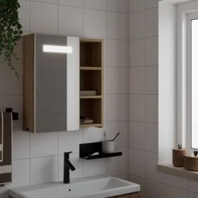 Bathroom cabinet with mirror and LED light oak 45x13x52 cm by , bathroom vanities - Ref: Foro24-357968, Price: 79,56 €, Disco...