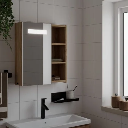Badezimmerschrank mit Spiegel und LED-Lichteiche 45x13x52 cm von , Badezimmerwaschtische - Ref: Foro24-357968, Preis: 79,56 €...