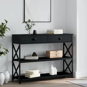 Black engineered wood console table 100x28x75 cm by , Side tables - Ref: Foro24-834190, Price: 81,24 €, Discount: %