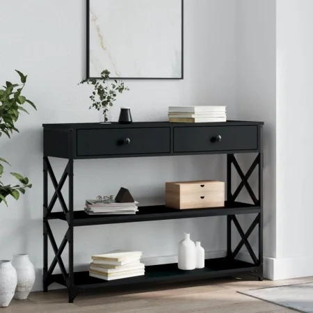 Black engineered wood console table 100x28x75 cm by , Side tables - Ref: Foro24-834190, Price: 81,24 €, Discount: %