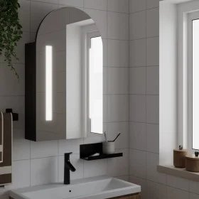 Bathroom cabinet with arched mirror and LED light black 42x13x70 cm by , bathroom vanities - Ref: Foro24-357975, Price: 105,5...