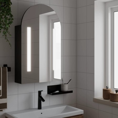 Bathroom cabinet with arched mirror and LED light black 42x13x70 cm by , bathroom vanities - Ref: Foro24-357975, Price: 107,4...
