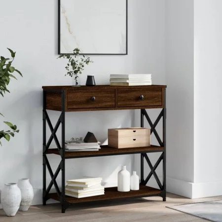Oak brown engineered wood console table 75x28x75 cm by , Side tables - Ref: Foro24-834199, Price: 76,63 €, Discount: %
