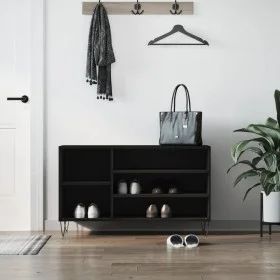 Shoe cabinet made of black plywood wood 102x36x60 cm by , Shoe racks and shoe organizers - Ref: Foro24-831413, Price: 47,57 €...