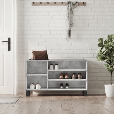 Mueble zapatero madera contrachapada gris hormigón 102x36x60 cm