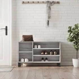 Mueble zapatero madera contrachapada gris Sonoma 102x36x60 cm de , Zapateros y organizadores de calzado - Ref: Foro24-831426,...