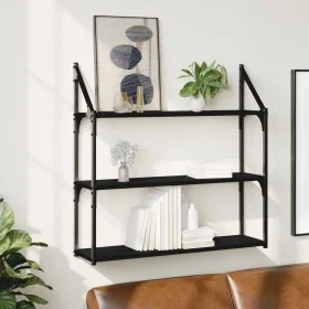 Wall shelf 3 levels engineered wood black 80x21x78.5cm by , Shelves and shelves - Ref: Foro24-835454, Price: 45,29 €, Discoun...