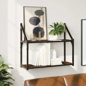 Engineered wood brown oak wall shelf 60x21x51 cm by , Shelves and shelves - Ref: Foro24-835463, Price: 25,26 €, Discount: %