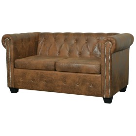Chesterfield 2-seater sofa brown synthetic leather by vidaXL, Sofas - Ref: Foro24-243619, Price: 427,30 €, Discount: %
