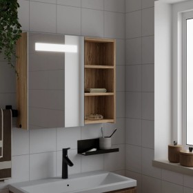 Bathroom cabinet with mirror and LED light oak 60x13x52 cm by , bathroom vanities - Ref: Foro24-357972, Price: 91,49 €, Disco...