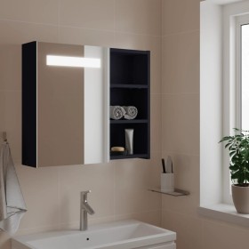 Mueble de baño con espejo y luz LED gris 60x13x52 cm