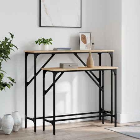 Console tables 2 units engineered wood Sonoma oak by , Side tables - Ref: Foro24-834141, Price: 56,30 €, Discount: %