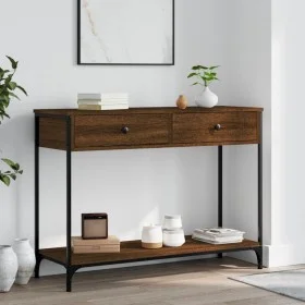 Engineered wood brown oak console table 100x34.5x75 cm by , Side tables - Ref: Foro24-834174, Price: 70,66 €, Discount: %