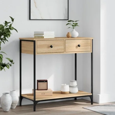 Engineered wood Sonoma oak console table 75x34.5x75 cm by , Side tables - Ref: Foro24-834176, Price: 67,55 €, Discount: %