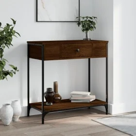 Engineered wood brown oak console table 75x34.5x75 cm by , Side tables - Ref: Foro24-834169, Price: 57,98 €, Discount: %