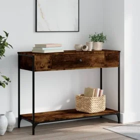 Smoked oak plywood console table 100x34.5x75 cm by , Side tables - Ref: Foro24-834162, Price: 57,85 €, Discount: %