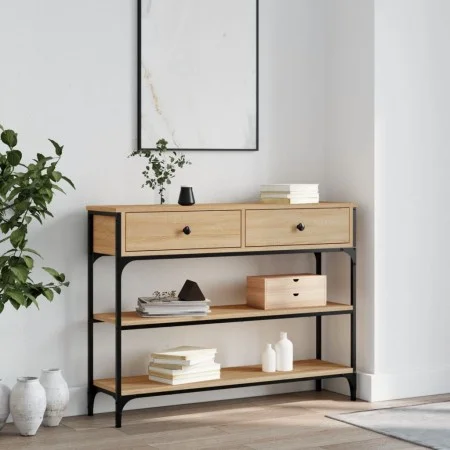 Engineered wood Sonoma oak console table 100x25x75 cm by , Side tables - Ref: Foro24-834181, Price: 89,41 €, Discount: %