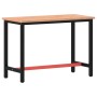 Solid beech wood and metal workbench 115x55x81.5 cm by , Work tables - Ref: Foro24-3188904, Price: 159,72 €, Discount: %