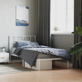 Estructura de cama de metal con cabecero blanco 107x203 cm