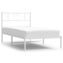 Estructura de cama de metal con cabecero blanco 107x203 cm