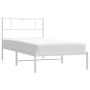 Estructura de cama de metal con cabecero blanco 107x203 cm