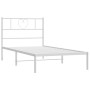 Estructura de cama de metal con cabecero blanco 107x203 cm