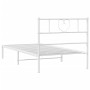 Estructura de cama de metal con cabecero blanco 107x203 cm