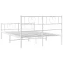 Bettgestell aus Metall mit Kopfteil und weißem Fußteil 135x190 cm von , Betten und Lattenroste - Ref: Foro24-355529, Preis: 1...