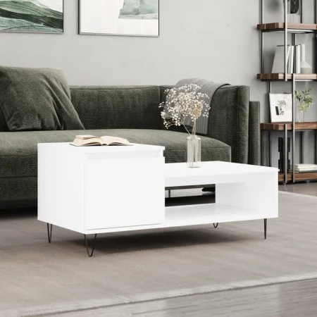 Mesa de centro madera contrachapada blanco 100x50x45 cm de , Mesas de centro - Ref: Foro24-830828, Precio: 56,75 €, Descuento: %