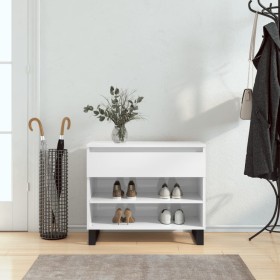 Mueble zapatero madera contrachapada blanco brillo 70x36x60 cm