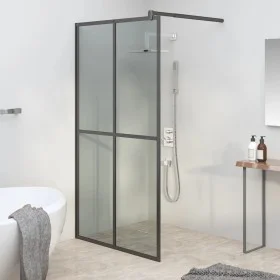 Accessible shower screen dark tempered glass 100x195 cm by , Shower walls and screens - Ref: Foro24-151886, Price: 166,21 €, ...