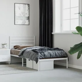 Metal bed frame with white headboard 80x200 cm by , Beds and slatted bases - Ref: Foro24-352359, Price: 57,85 €, Discount: %