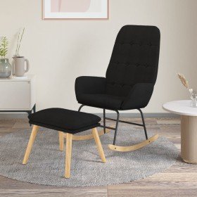 Sillón mecedora con taburete tela negro Sillón mecedora con taburete tela negro