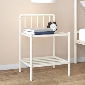 Metall-Nachttisch mit transparenter weißer Glasplatte 45x34,5x62,5cm von vidaXL, Nachttische - Ref: Foro24-325098, Preis: 38,...
