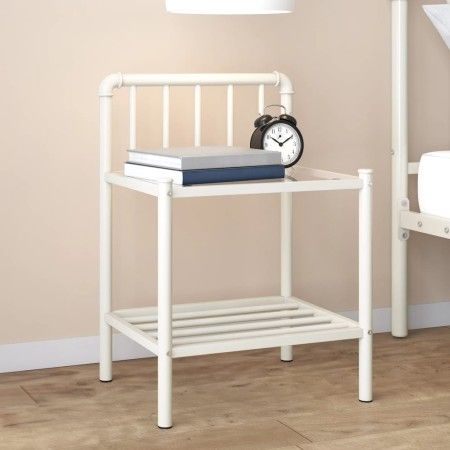 Metall-Nachttisch mit transparenter weißer Glasplatte 45x34,5x62,5cm von vidaXL, Nachttische - Ref: Foro24-325098, Preis: 38,...