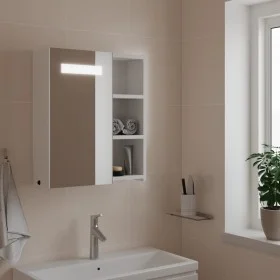 Badezimmerschrank mit Spiegel und weißem LED-Licht 45x13x52 cm von , Badezimmerwaschtische - Ref: Foro24-357965, Preis: 76,61...