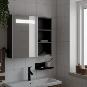 Bathroom cabinet with mirror and LED light black 60x13x52 cm by , bathroom vanities - Ref: Foro24-357971, Price: 88,95 €, Dis...