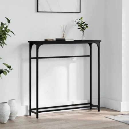 Black engineered wood console table 75x19.5x75 cm by , Side tables - Ref: Foro24-834135, Price: 36,07 €, Discount: %