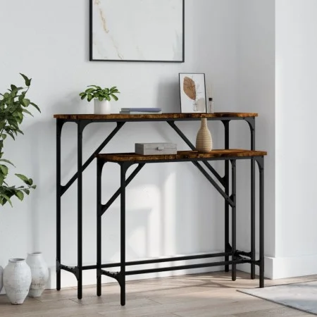 Console tables 2 units smoked oak engineered wood by , Side tables - Ref: Foro24-834142, Price: 52,99 €, Discount: %