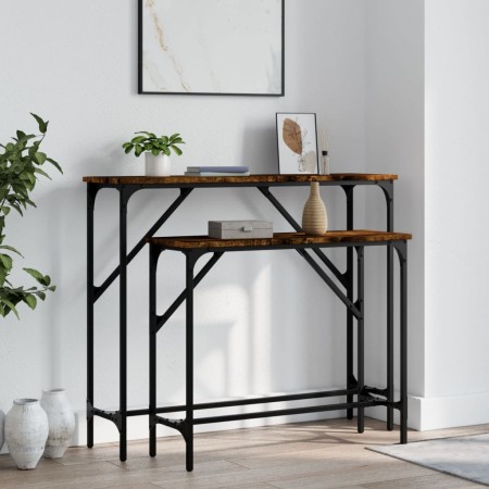 Konsolentische 2 Einheiten, Holzwerkstoff aus geräucherter Eiche von , Seitentische - Ref: Foro24-834142, Preis: 53,68 €, Rab...