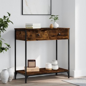 Smoked oak engineered wood console table 75x34.5x75 cm by , Side tables - Ref: Foro24-834177, Price: 55,44 €, Discount: %
