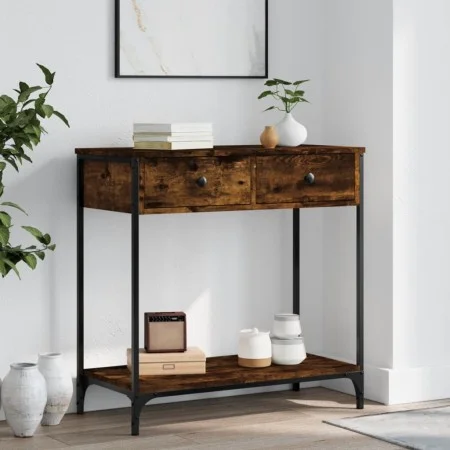 Mesa consola madera de ingeniería roble ahumado 75x34,5x75 cm de , Mesas auxiliares - Ref: Foro24-834177, Precio: 54,35 €, De...
