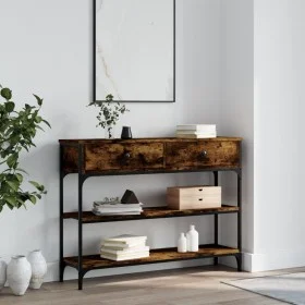 Smoked oak engineered wood console table 100x25x75 cm by , Side tables - Ref: Foro24-834182, Price: 71,01 €, Discount: %