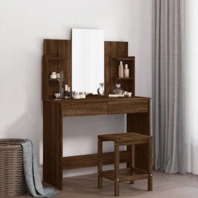 Dressing table with oak brown mirror 96x39x142 cm by , Bedroom Dressers - Ref: Foro24-837581, Price: 68,26 €, Discount: %