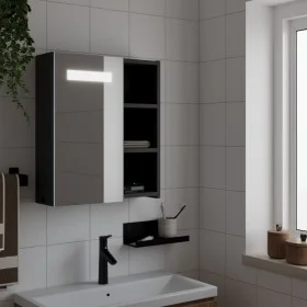 Bathroom cabinet with mirror and LED light black 45x13x52 cm by , bathroom vanities - Ref: Foro24-357967, Price: 76,92 €, Dis...