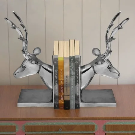 2-piece deer design bookends in silver aluminum by vidaXL, Bookend - Ref: Foro24-243478, Price: 78,34 €, Discount: %