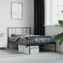 Bed frame with headboard and black metal footboard 80x200 cm by , Beds and slatted bases - Ref: Foro24-352489, Price: 61,53 €...