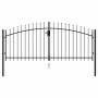 Cancela de valla doble puerta con puntas acero negro 3x1,25 m