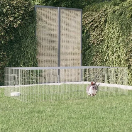 Rabbit cage 2 panels galvanized iron 220x110x55 cm by , Cages and habitats for small animals - Ref: Foro24-171563, Price: 58,...