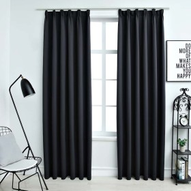 Cortinas opacas con ganchos 2 piezas negro 140x245 cm en Cortinas y visillos | Comprar online en Foro24
